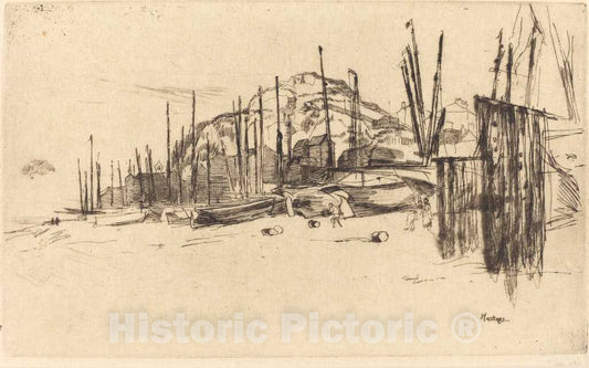 Art Print : James McNeill Whistler, Fishing-Boats, Hastings, 1877 - Vintage Wall Art