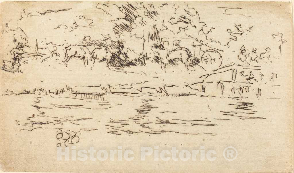 Art Print : James McNeill Whistler, The Towing-Path - Vintage Wall Art