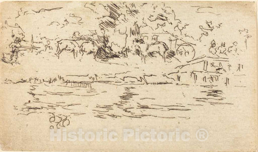 Art Print : James McNeill Whistler, The Towing-Path - Vintage Wall Art
