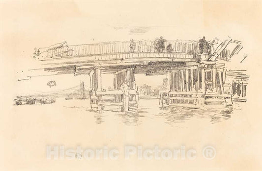 Art Print : James McNeill Whistler, Old Battersea Bridge, c.1883 - Vintage Wall Art