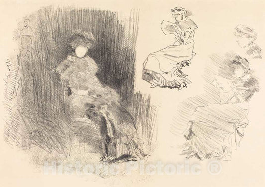 Art Print : James McNeill Whistler, Reading, c.1883 - Vintage Wall Art