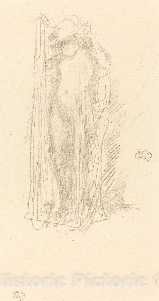 Art Print : James McNeill Whistler, Model Draping, c. 1889 - Vintage Wall Art