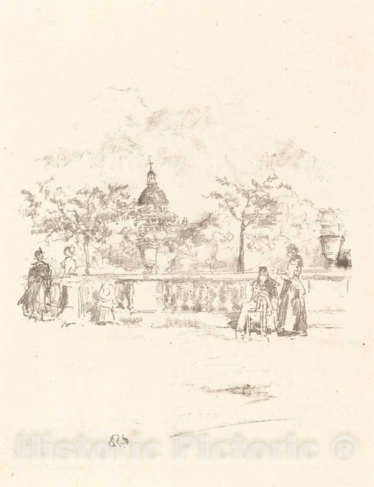 Art Print : James McNeill Whistler, The Pantheon, from The Terrace of The Luxembourg Gardens, 1893 - Vintage Wall Art