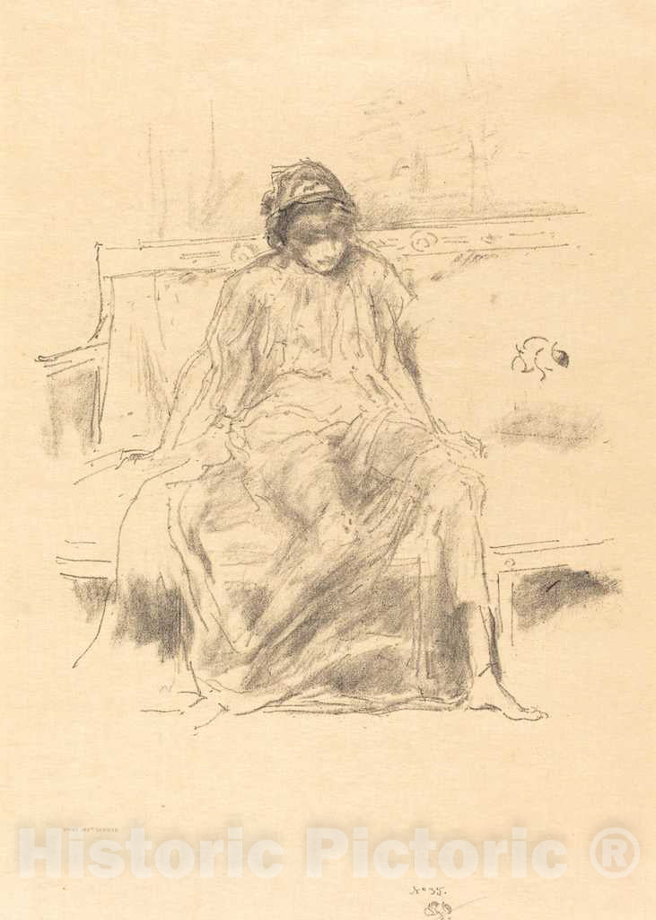 Art Print : James McNeill Whistler, The Draped Figure, Seated, 1893 - Vintage Wall Art