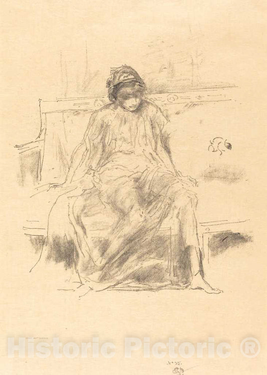 Art Print : James McNeill Whistler, The Draped Figure, Seated, 1893 - Vintage Wall Art