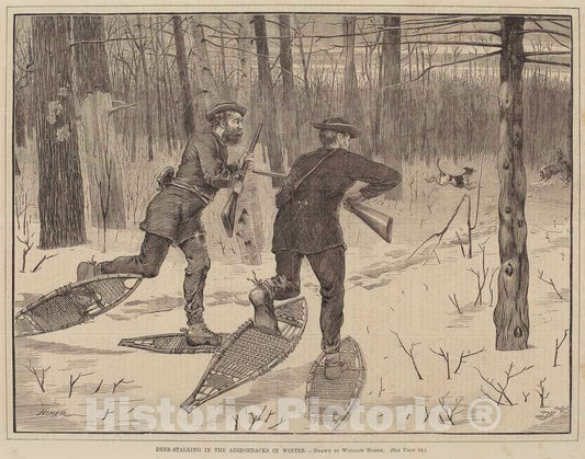 Art Print : Homer, Deer-Stalking in The Adirondacks in Winter, 1871 - Vintage Wall Art