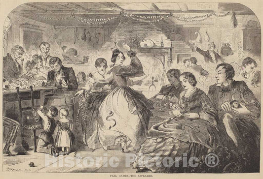 Art Print : Homer, Fall Games - The Apple-Bee, 1859 - Vintage Wall Art