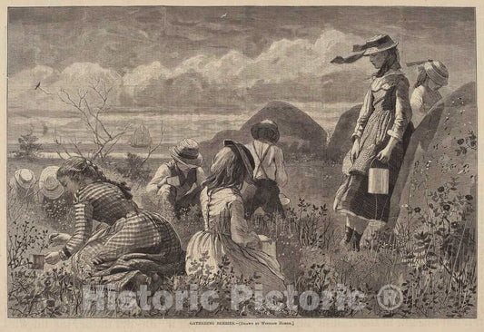Art Print : Lagarde After Homer, Gathering Berries, 1874 - Vintage Wall Art