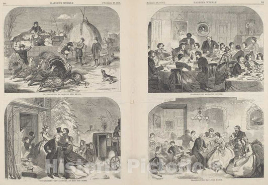 Art Print : Homer, Thanksgiving Day - Ways and Means [Upper Left], 1858 - Vintage Wall Art