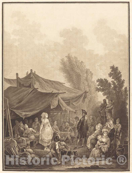 Art Print : Descourtis After Nicolas Taunay, Noce de Village (Village Wedding), 1785 - Vintage Wall Art