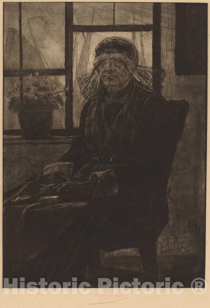 Art Print : FÃ©licien Rops, Lace Appraiser (L'Experte en Dentelles), 1876 - Vintage Wall Art