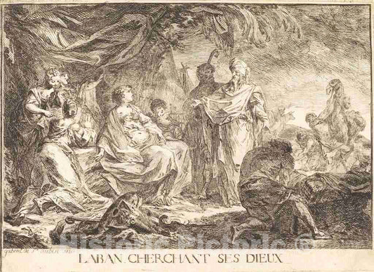 Art Print : Gabriel Jacques de Saint-Aubin, Laban cherchant SES dieux, 1753 - Vintage Wall Art