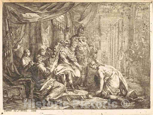 Art Print : Gabriel Jacques de Saint-Aubin, Reconciliation of Abraham and David (Reconciliation d'Absalom et de David), 1752 - Vintage Wall Art