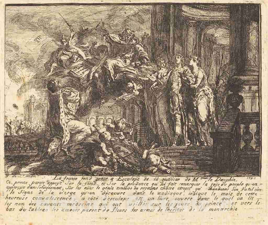 Art Print : Gabriel Jacques de Saint-Aubin, Allegory of The Dauphin's Convalescence (Allegorie sur la Convalescence du Dauphin), 1752 - Vintage Wall Art