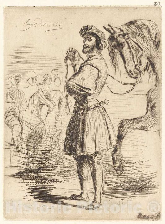 Art Print : EugÃ¨ne Delacroix, A Lord from The Period of Francis I (Un Seigneur de Temps de FranÃ§ois Ier), 1833 - Vintage Wall Art
