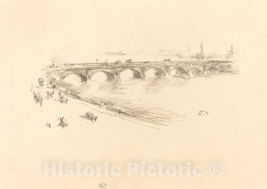 Art Print : James McNeill Whistler, Evening, Little Waterloo Bridge, 1896 - Vintage Wall Art