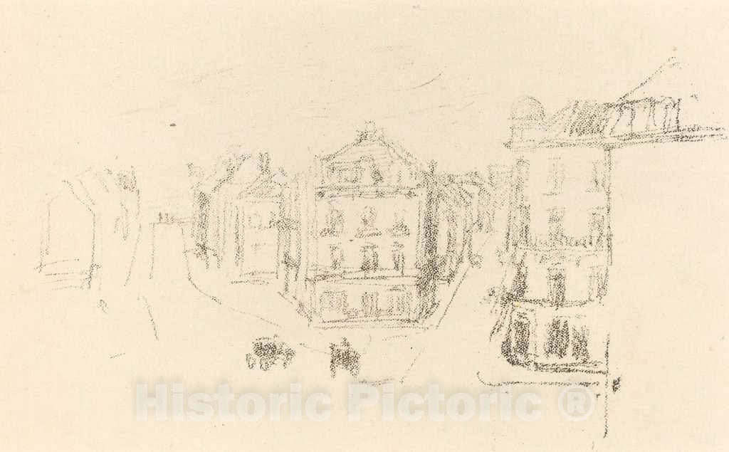 Art Print : James McNeill Whistler, Trial Sketch: Grand Rue, Dieppe, c. 1891 - Vintage Wall Art