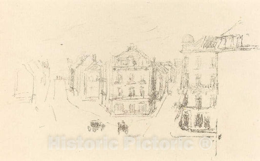 Art Print : James McNeill Whistler, Trial Sketch: Grand Rue, Dieppe, c. 1891 - Vintage Wall Art