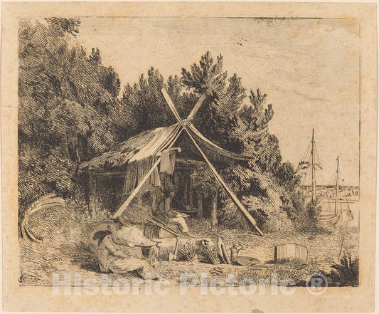Art Print : Thomas Stothard, The Camp of Stothard, Blake, Ogleby, c. 1780 - Vintage Wall Art