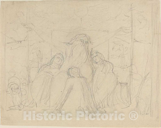 Art Print : William Blake, Job and His Daughters, c. 1821 - Vintage Wall Art
