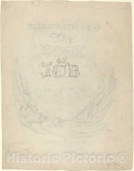 Art Print : William Blake, Design for a Title-Page, c.1825 - Vintage Wall Art