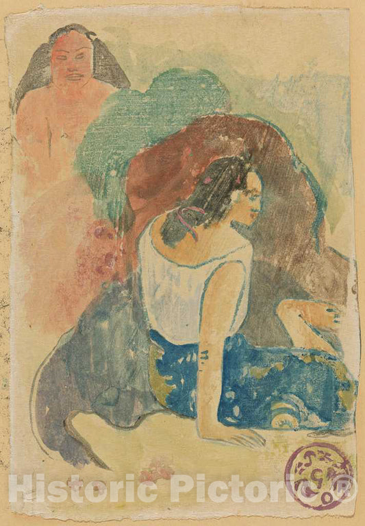 Art Print : Paul Gauguin, Arearea no Varua Ino (Words of The Devil) [Recto], 1894 - Vintage Wall Art