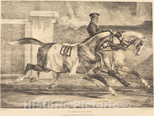 Art Print : ThÃ©odore Gericault, Horses Exercising, 1821 - Vintage Wall Art