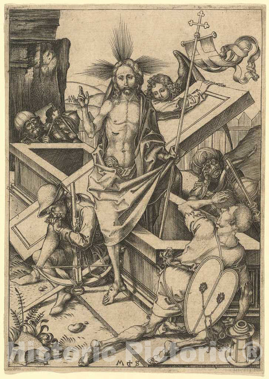 Art Print : Martin Schongauer, The Resurrection, c. 1480 - Vintage Wall Art