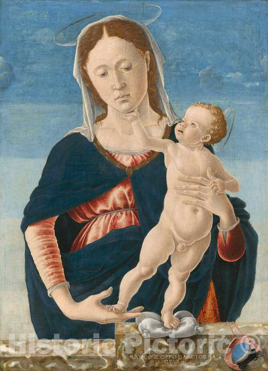 Art Print : Marco Zoppo or Imitator, Madonna and Child, c.1468 - Vintage Wall Art