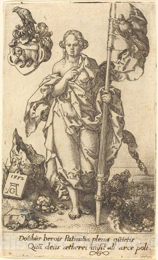 Art Print : Aldegrever, Patience, 1552 - Vintage Wall Art