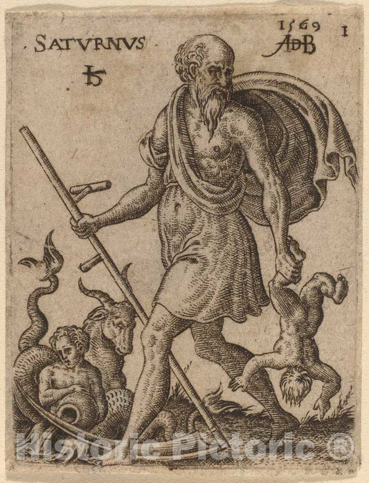 Art Print : Abraham de Bruyn, Saturn, 1569 - Vintage Wall Art