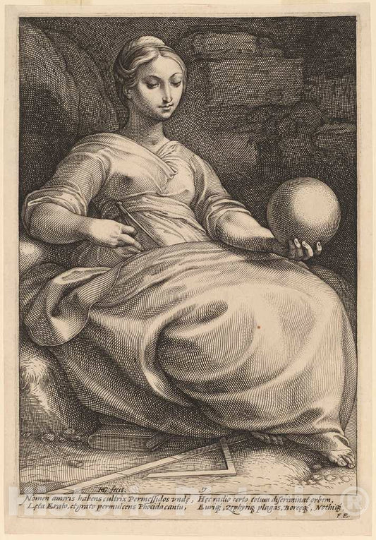 Art Print : Hendrik Goltzius, Erato, 1592 - Vintage Wall Art