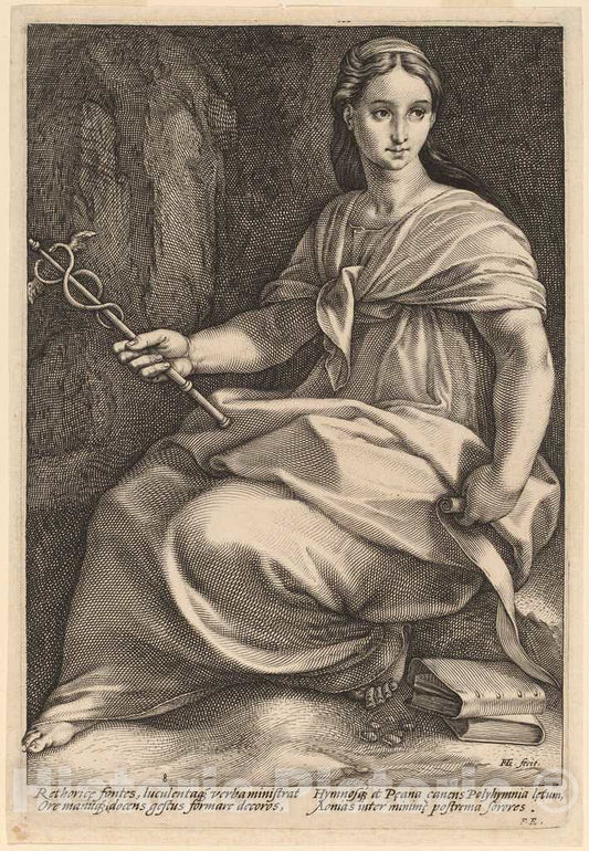 Art Print : Hendrik Goltzius, Polyhymnia, 1592 - Vintage Wall Art