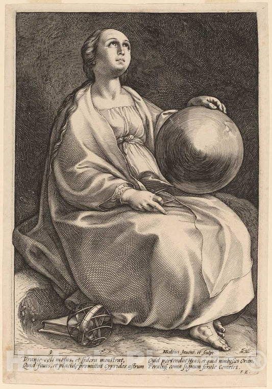 Art Print : Hendrik Goltzius, Urania, 1592 - Vintage Wall Art