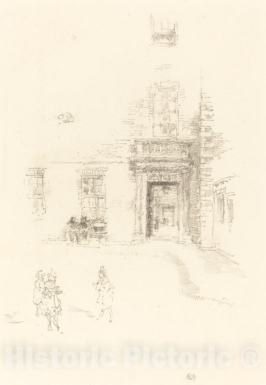 Art Print : James McNeill Whistler, Courtyard, Chelsea Hospital, 1888 - Vintage Wall Art