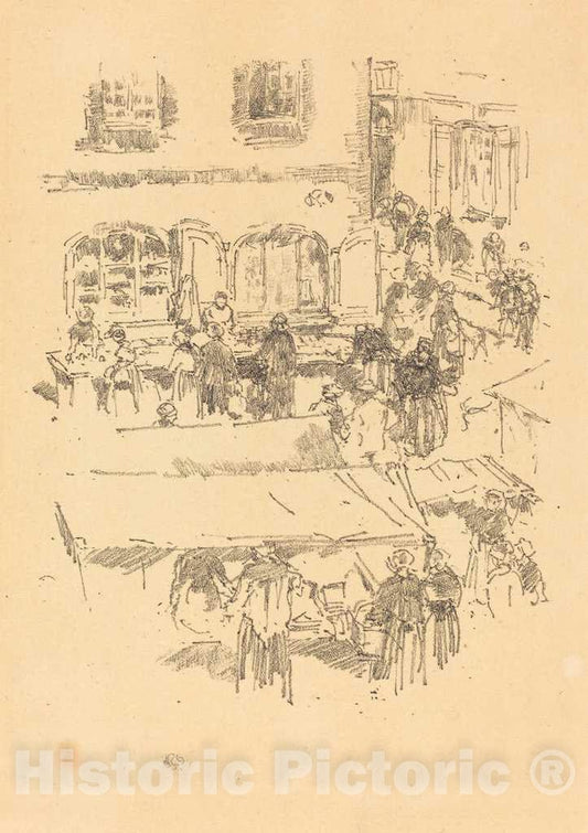 Art Print : James McNeill Whistler, The Marketplace, VitrÃ©, 1893 - Vintage Wall Art