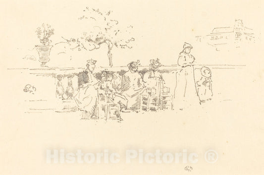 Art Print : James McNeill Whistler, The Terrace, Luxembourg, 1894 - Vintage Wall Art