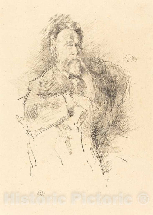Art Print : James McNeill Whistler, Sketch of William E. Henley, 1896 - Vintage Wall Art