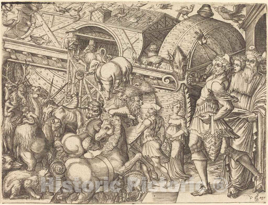 Art Print : Pierre Woeiriot, Noah's Ark - Vintage Wall Art
