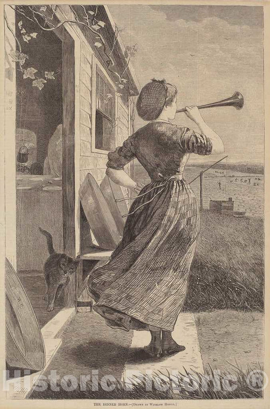 Art Print : Homer, The Dinner Horn, 1870 - Vintage Wall Art