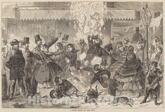 Art Print : Homer, A Snow Slide in The City, 1860 - Vintage Wall Art