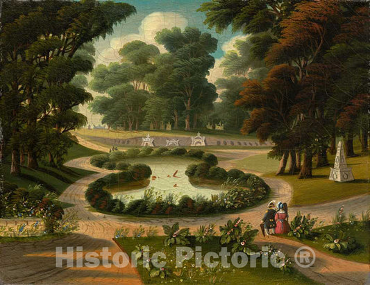 Art Print : Thomas Chambers, Mount Auburn Cemetery, mid 19th Century - Vintage Wall Art