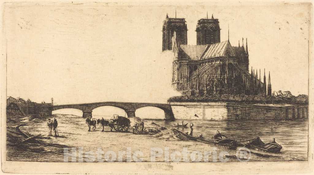 Art Print : Charles Meryon, L'abside de Notre-Dame de Paris (The Apsis ofthe Cathedral of Notre-Dame, Paris), 1854 - Vintage Wall Art