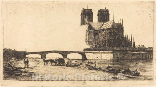 Art Print : Charles Meryon, L'abside de Notre-Dame de Paris (The Apsis ofthe Cathedral of Notre-Dame, Paris), 1854 - Vintage Wall Art