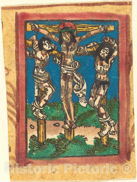Art Print : Christ on The Cross Between The Two Thieves, c.1495 - Vintage Wall Art