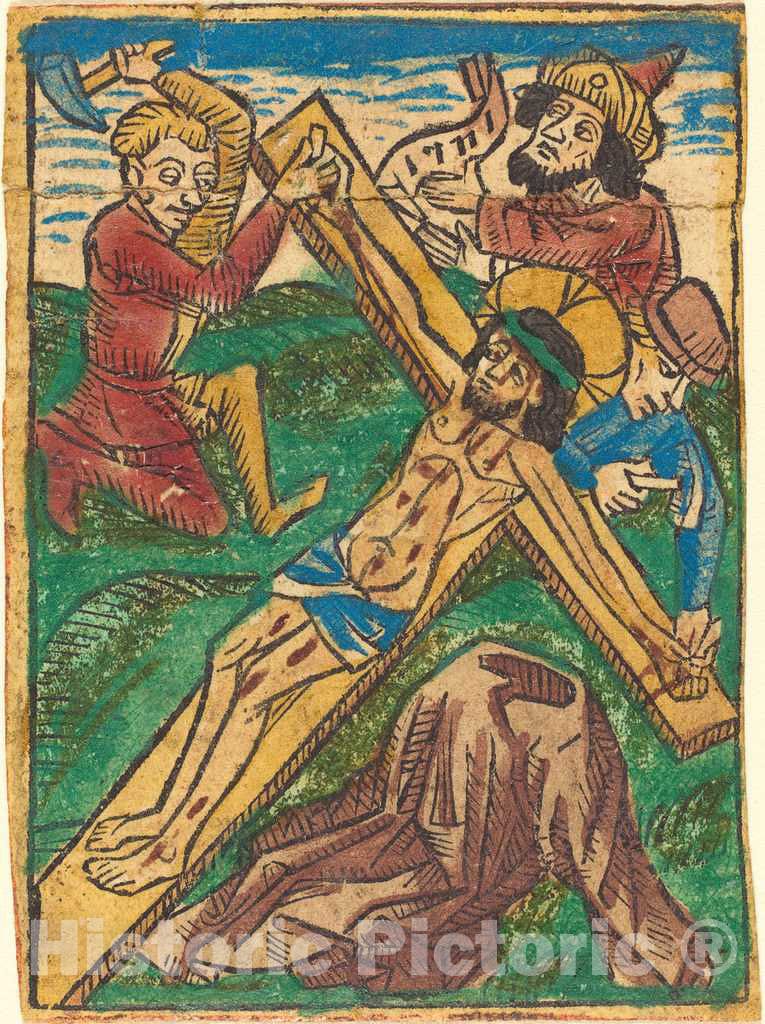 Art Print : Christ Nailed to The Cross, c. 1490 - Vintage Wall Art