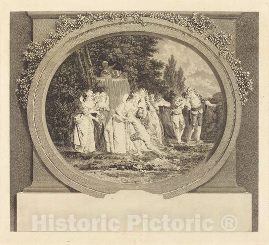 Art Print : Nicolas Delaunay After Fragonard, Les Voeux acceptees, c.1780 - Vintage Wall Art