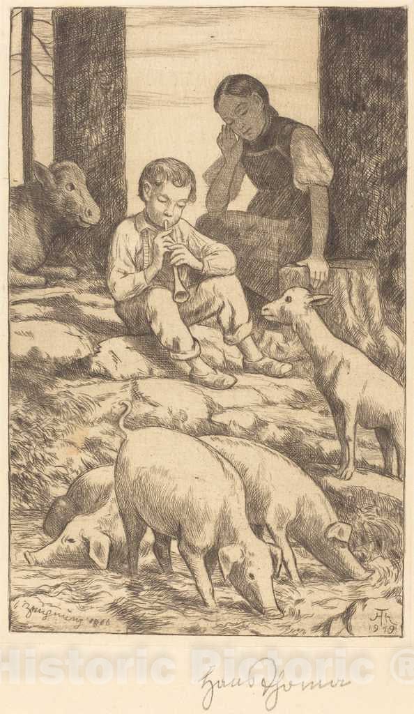 Art Print : Hans Thoma, Pastoral, 1919 - Vintage Wall Art