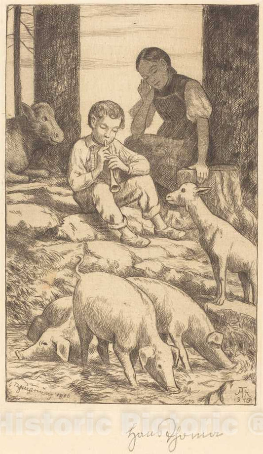 Art Print : Hans Thoma, Pastoral, 1919 - Vintage Wall Art