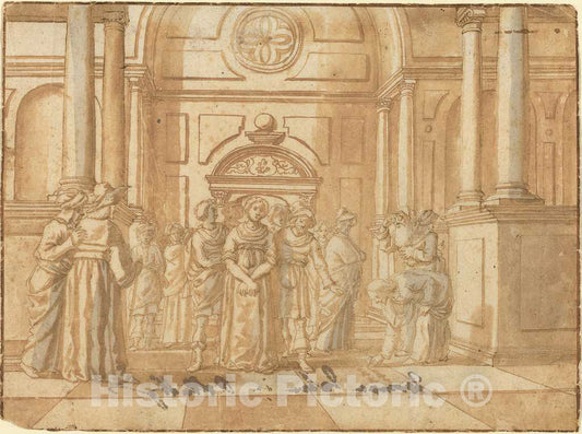 Art Print : Christ and The Woman Taken in Adultery, 16th Century - Vintage Wall Art